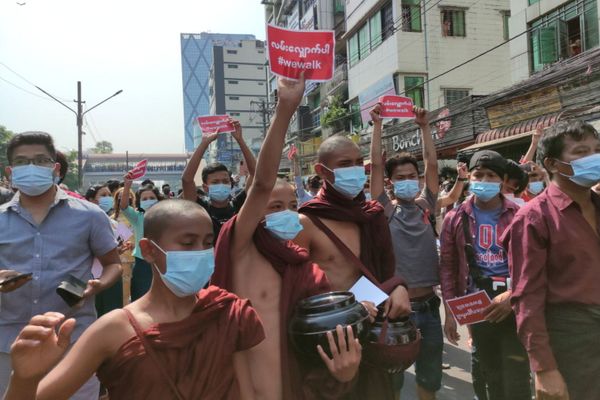 Thousands Rally Against Military Coup in Myanmar Thousands Rally Against Military Coup in Myanmar - Sputnik International