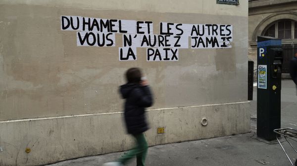 Signs on the wall reads Duhamel, and the others, you will never be in peace referring to prominent French political expert, Olivier Duhamel, in Paris, Tuesday, Jan. 19, 2021. The French government pledged on Thursday to toughen laws on the rape of children, as a massive online movement has seen hundreds of victims share accounts about sexual abuses within their families under the hashtag #MeTooInceste. - Sputnik International