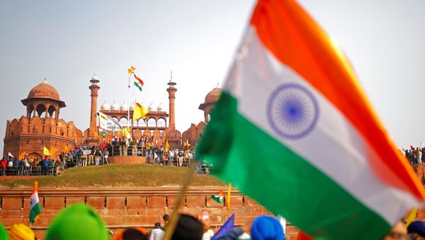 Farmers participate in a protest against farm laws introduced by the government, at the historic Red Fort in Delhi, India, January 26 Farmers participate in a protest against farm laws introduced by the government, at the historic Red Fort in Delhi, India, January 26 - Sputnik International