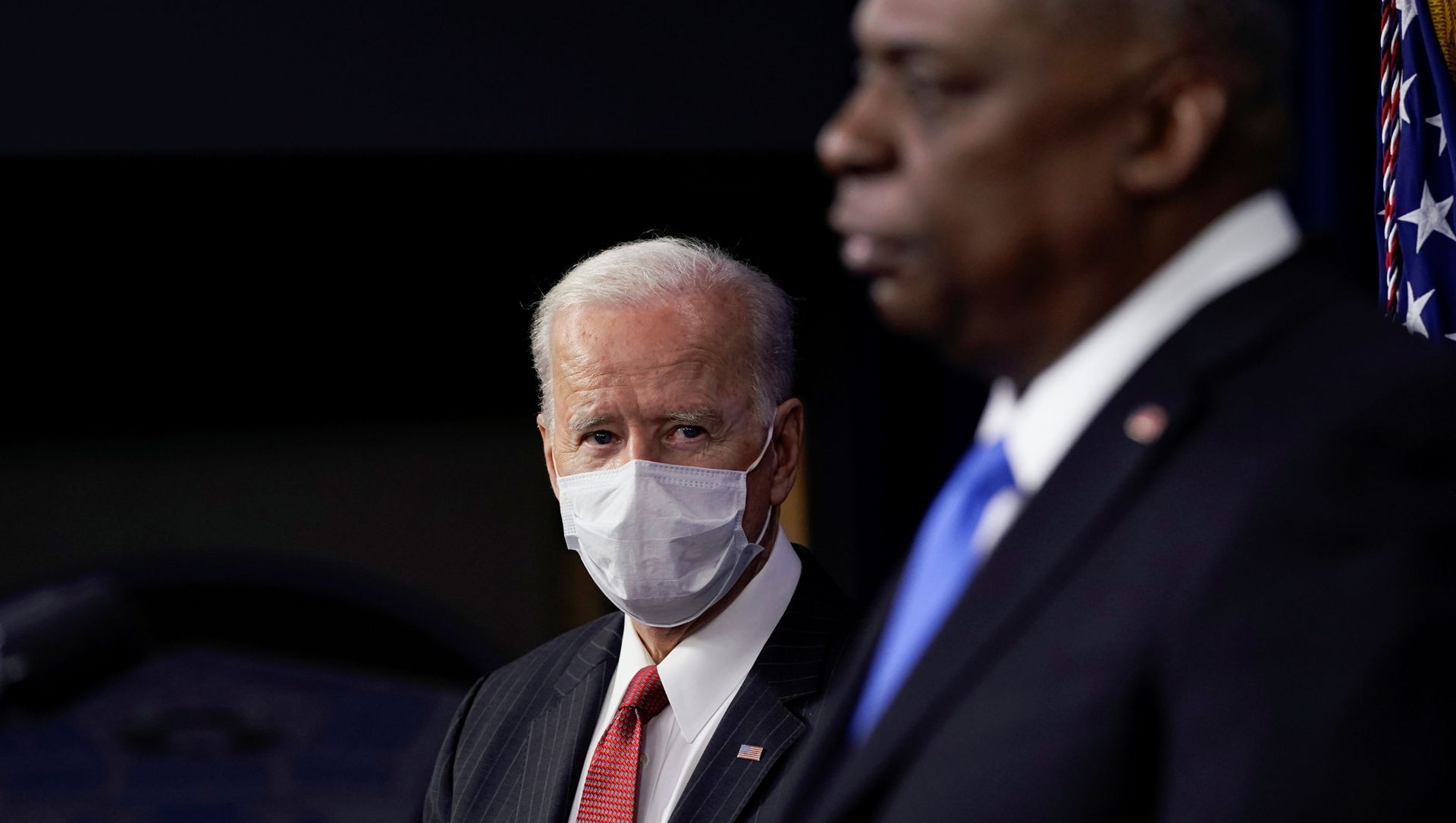 U.S. President Joe Biden listens as Secretary of Defense Lloyd Austin speaks at the Pentagon in Arlington, Virginia, U.S., February 10, 2021. U.S. President Joe Biden listens as Secretary of Defense Lloyd Austin speaks at the Pentagon in Arlington, Virginia, U.S., February 10, 2021. - Sputnik International, 1920, 10.02.2021