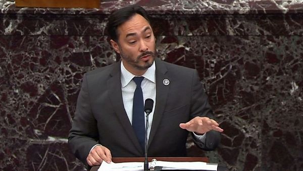 U.S. House impeachment manager Rep. Joaquin Castro (D-TX) delivers part of the impeachment managers’ opening argument in the impeachment trial of former President Donald Trump on charges of inciting the deadly attack on the U.S. Capitol, on the floor of the Senate chamber on Capitol Hill in Washington, U.S., February 10, 2021.  - Sputnik International