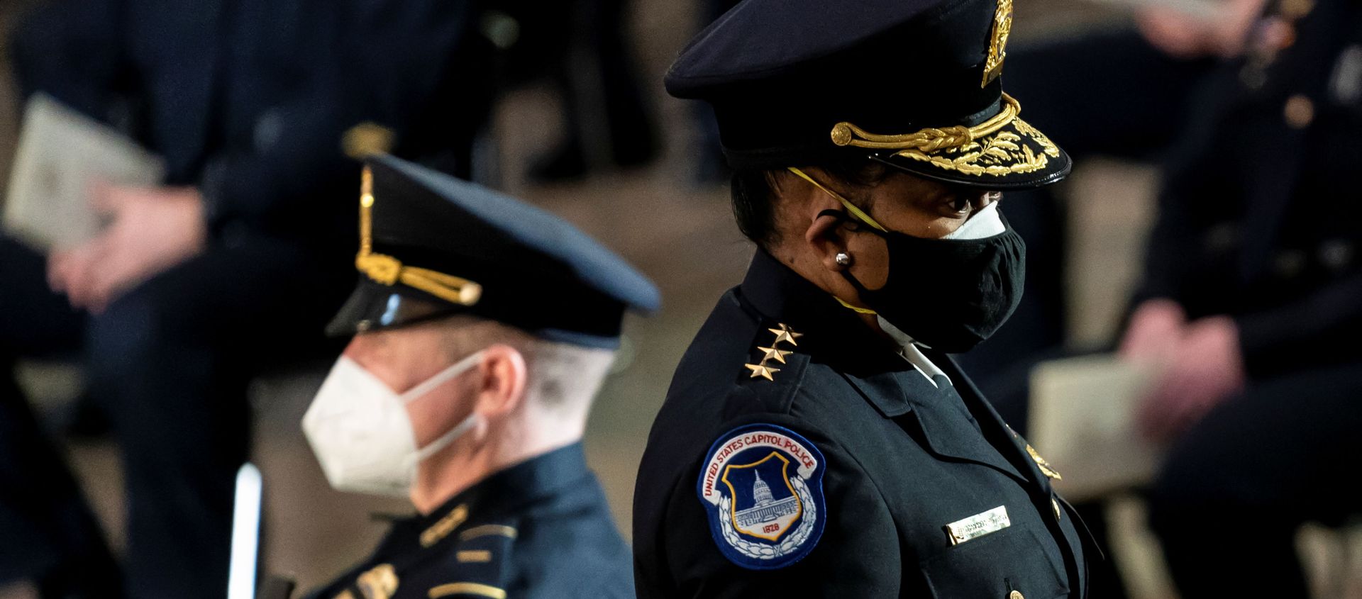 U.S. Capitol Police Acting Chief Yogananda Pittman departs at the conclusion of a Congressional tribute to the late Capitol Police officer Brian Sicknick in the Rotunda of the Capitol in Washington , DC, U.S, February 3, 2021 - Sputnik International, 1920, 13.02.2021
