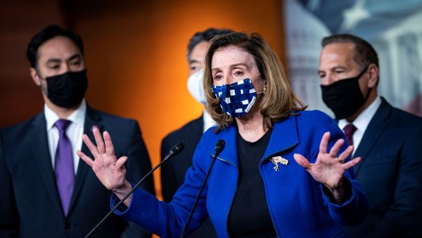 U.S. Speaker of the House Nancy Pelosi (D-CA) speaks during a news conference with House impeachment managers on the fifth day of the impeachment trial of former U.S. President Donald Trump, on charges of inciting the deadly attack on the U.S. Capitol, in Washington, U.S., February 13, 2021.  - Sputnik International