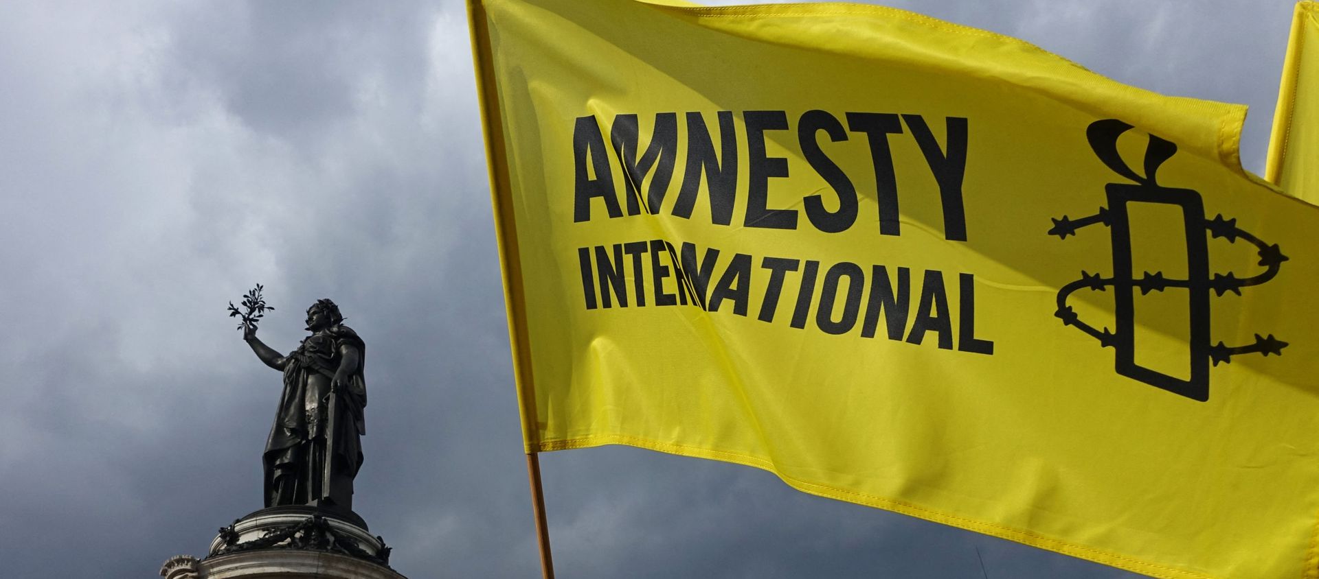 Demonstrators wave Amnesty International flag during a protest in solidarity with migrants at Place de la Republique in Paris on September 5, 2015 Demonstrators wave Amnesty International flag during a protest in solidarity with migrants at Place de la Republique in Paris on September 5, 2015 - Sputnik International, 1920, 24.02.2021