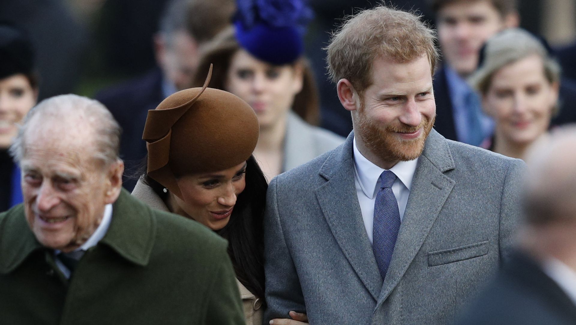Britain's Prince Philip, Duke of Edinburgh, US actress and fiancee of Britain's Prince Harry Meghan Markle and Britain's Prince Harry arrive to attend the Royal Family's traditional Christmas Day church service at St Mary Magdalene Church in Sandringham, Norfolk, eastern England, on December 25, 2017. Britain's Prince Philip, Duke of Edinburgh, US actress and fiancee of Britain's Prince Harry Meghan Markle and Britain's Prince Harry arrive to attend the Royal Family's traditional Christmas Day church service at St Mary Magdalene Church in Sandringham, Norfolk, eastern England, on December 25, 2017. - Sputnik International, 1920, 02.03.2021