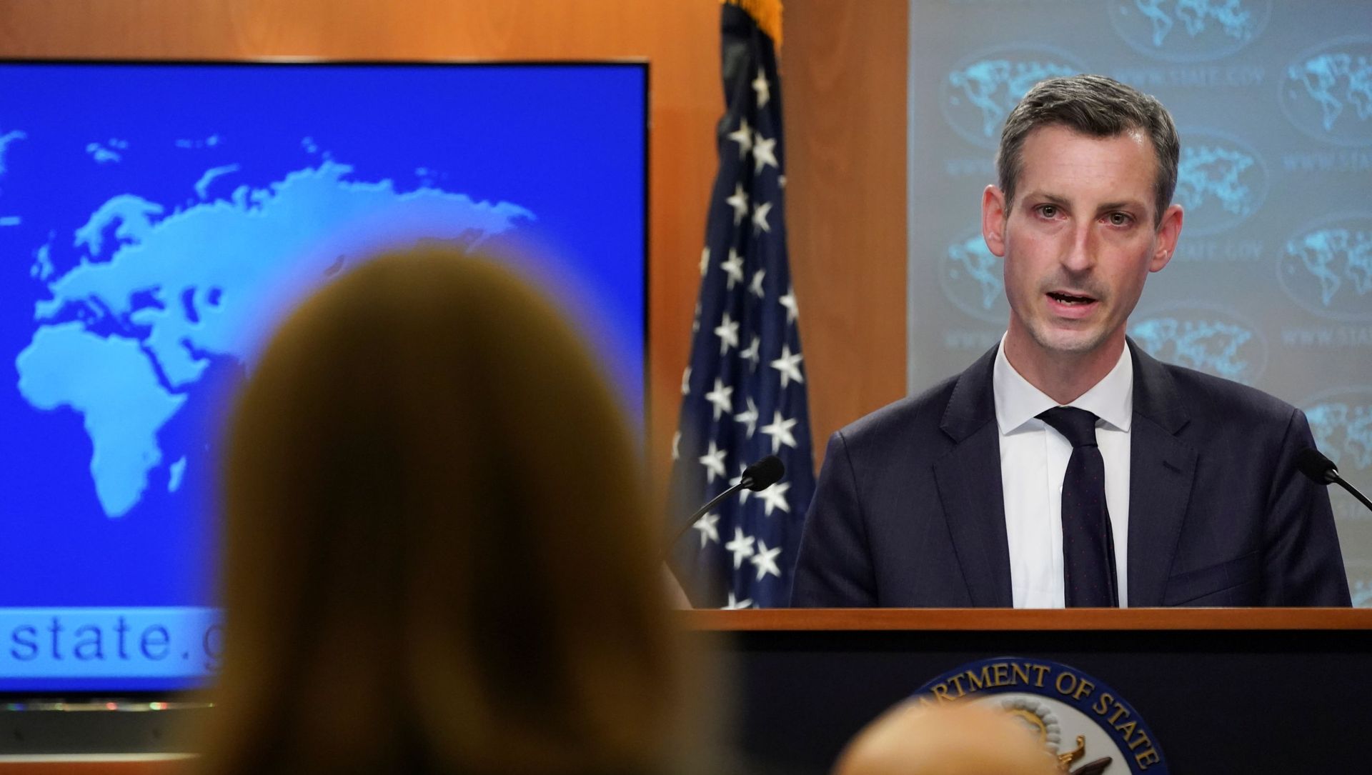 U.S. State Department Spokesman Ned Price speaks during a news briefing at the State Department in Washington U.S. State Department Spokesman Ned Price speaks during a news briefing at the State Department in Washington - Sputnik International, 1920, 23.02.2021