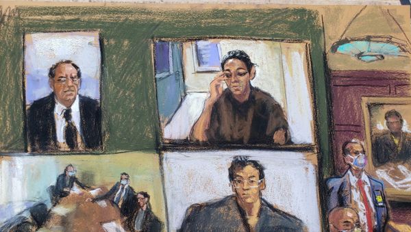 Ghislaine Maxwell appears via video link during her arraignment hearing where she was denied bail for her role aiding Jeffrey Epstein to recruit and eventually abuse of minor girls, in Manhattan Federal Court, in the Manhattan borough of New York City, New York, U.S. July 14, 2020 in this courtroom sketch - Sputnik International