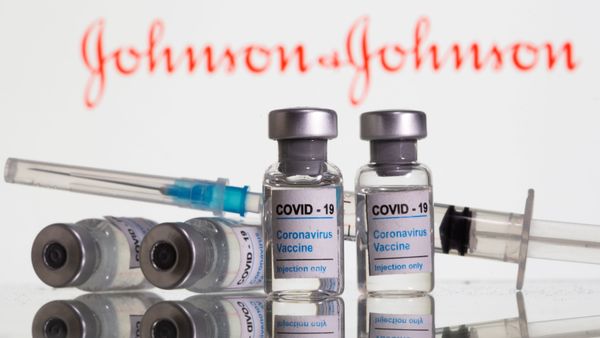 Vials labelled COVID-19 Coronavirus Vaccine and sryinge are seen in front of displayed Johnson&Johnson logo in this illustration taken, February 9, 2021 Vials labelled COVID-19 Coronavirus Vaccine and sryinge are seen in front of displayed Johnson&Johnson logo in this illustration taken, February 9, 2021 - Sputnik International