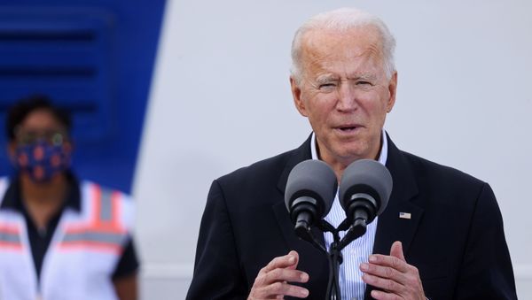 US President Joe Biden speaks after touring a Federal Emergency Management Agency (FEMA) vaccination facility for combating the coronavirus disease (COVID-19) at NRG Stadium in Houston, Texas, 26 February 2021 - Sputnik International