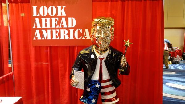 A statue of former U.S. President Donald Trump is pictured at the Conservative Political Action Conference (CPAC) in Orlando, Florida, U.S. February 26, 2021. REUTERS/Octavio Jones - Sputnik International