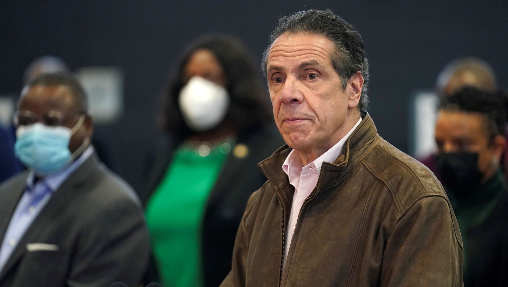 New York Governor Andrew Cuomo speaks during a news conference at a vaccination site in the Brooklyn borough of New York, U.S., February 22, 2021 New York Governor Andrew Cuomo speaks during a news conference at a vaccination site in the Brooklyn borough of New York, U.S., February 22, 2021 - Sputnik International, 1920, 28.02.2021