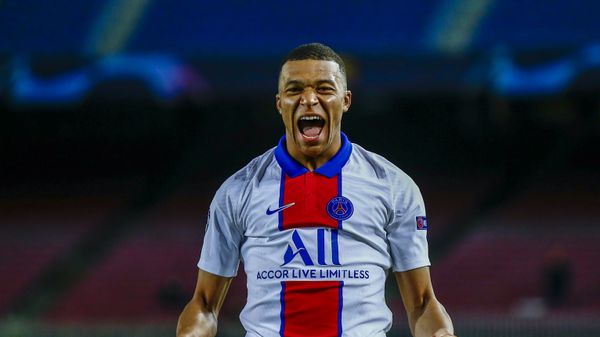 PSG's Kylian Mbappe celebrates after scoring his side's second goal during the Champions League round of 16. PSG's Kylian Mbappe celebrates after scoring his side's second goal during the Champions League round of 16. - Sputnik International