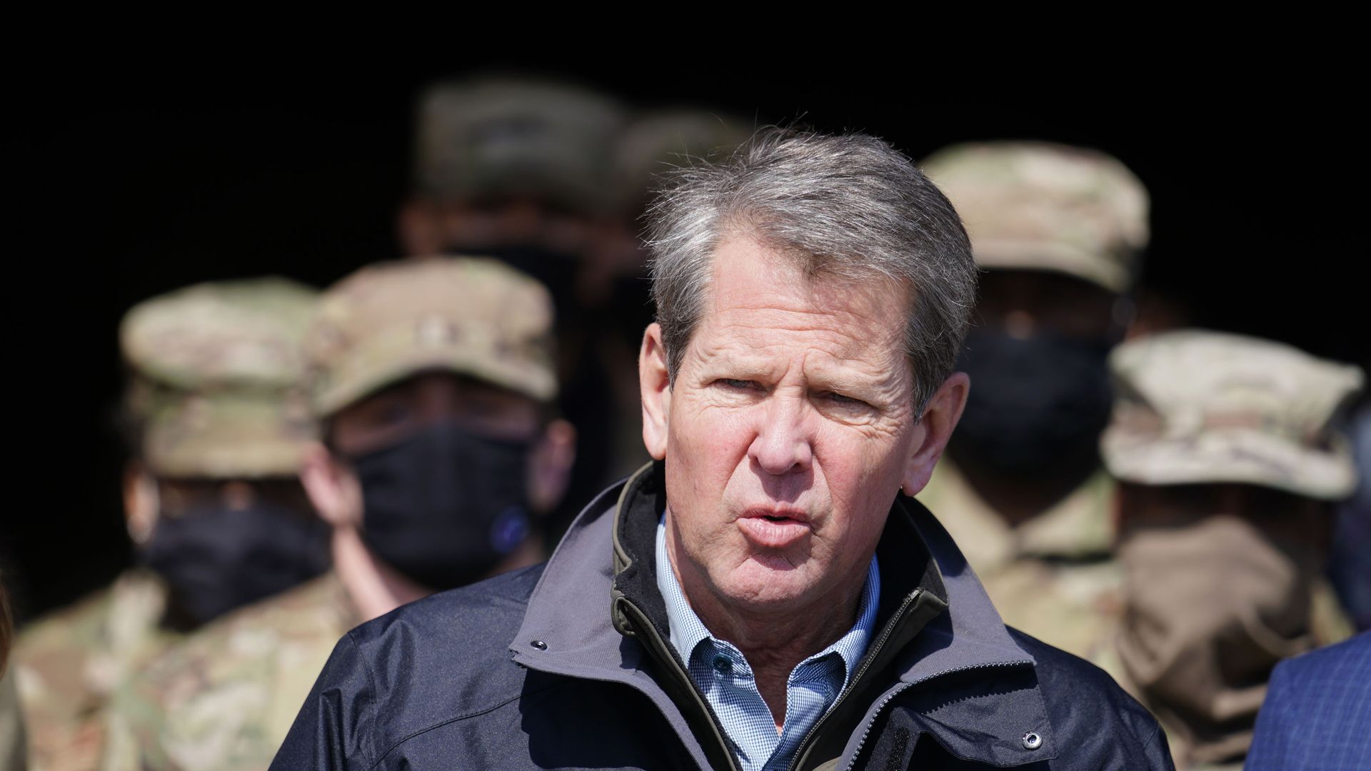 Georgia Gov. Brian Kemp speaks to reporters after touring a mass vaccination site at the Macon State Farmers Market on Friday, Feb. 19, 2021, in Atlanta. Georgia Gov. Brian Kemp speaks to reporters after touring a mass vaccination site at the Macon State Farmers Market on Friday, Feb. 19, 2021, in Atlanta. - Sputnik International, 1920, 04.03.2021