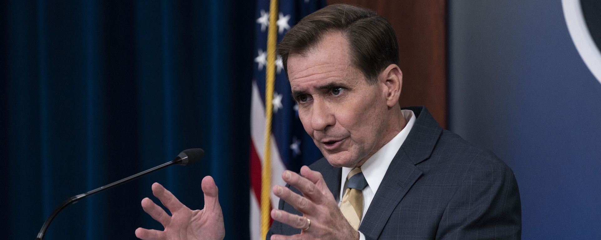 Pentagon spokesman John Kirby speaks during a media briefing at the Pentagon. File. Pentagon spokesman John Kirby speaks during a media briefing at the Pentagon. File. - Sputnik International, 1920, 14.01.2024