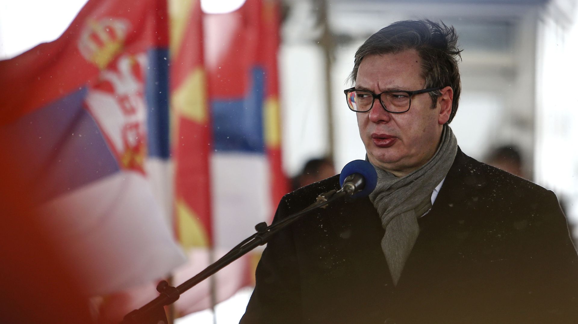Serbia's President Aleksandar Vucic talks for the media at a news conference with North Macedonia's Prime Minister Zoran Zaev, not pictured, during a handover of COVID-19 vaccines, at the border crossing Tabanovce, between North Macedonia and Serbia, on Sunday, Feb. 14, 2021. Serbia's President Aleksandar Vucic talks for the media at a news conference with North Macedonia's Prime Minister Zoran Zaev, not pictured, during a handover of COVID-19 vaccines, at the border crossing Tabanovce, between North Macedonia and Serbia, on Sunday, Feb. 14, 2021. - Sputnik International, 1920, 08.03.2021