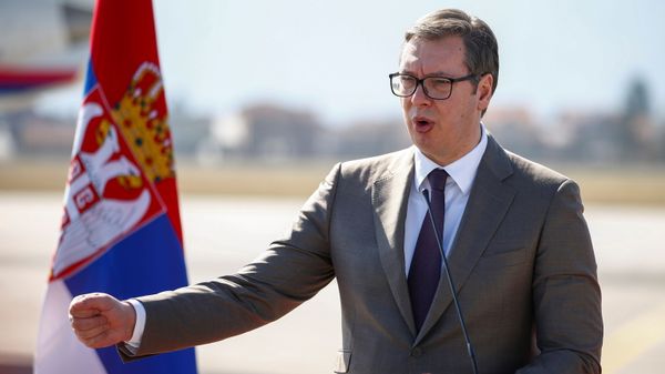 Serbia's president Aleksandar Vucic speaks during a news conference after donating a batch of coronavirus vaccines, at Sarajevo International Airport in Sarajevo, Bosnia and Herzegovina, March 2, 2021  - Sputnik International