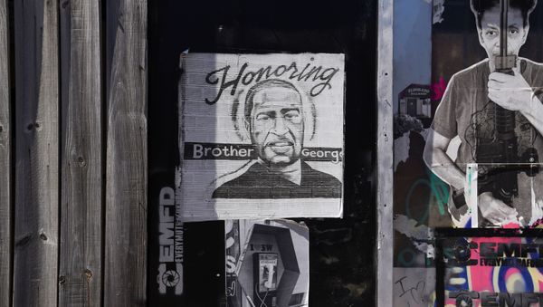 A mural honoring George Floyd is seen in the Third Ward ahead of the trial of the former Minneapolis cop Derek Chauvin in Houston, Texas, U.S., March 3, 2021. - Sputnik International