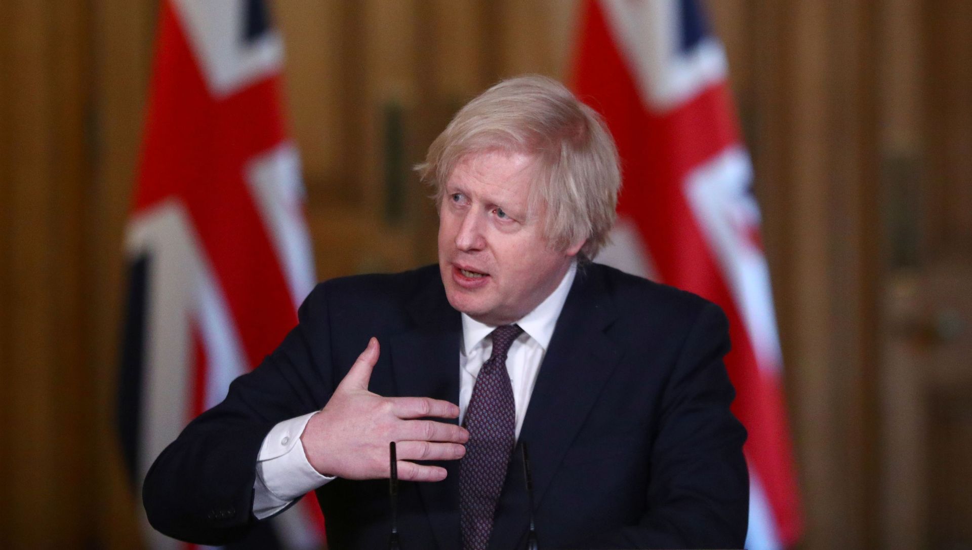 Britain's Prime Minister Boris Johnson holds a virtual news conference at 10 Downing Street, amid the coronavirus disease (COVID-19) outbreak, in London, Britain, March 8, 2021. Britain's Prime Minister Boris Johnson holds a virtual news conference at 10 Downing Street, amid the coronavirus disease (COVID-19) outbreak, in London, Britain, March 8, 2021. - Sputnik International, 1920, 14.03.2021