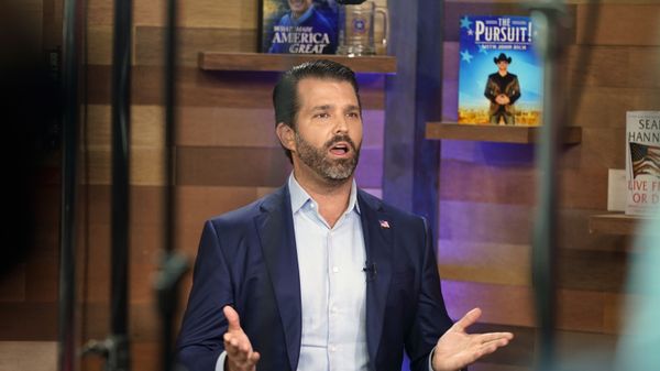 Donald Trump Jr. does an interview on media row at the Conservative Political Action Conference (CPAC) Friday, Feb. 26, 2021, in Orlando, Fla. - Sputnik International