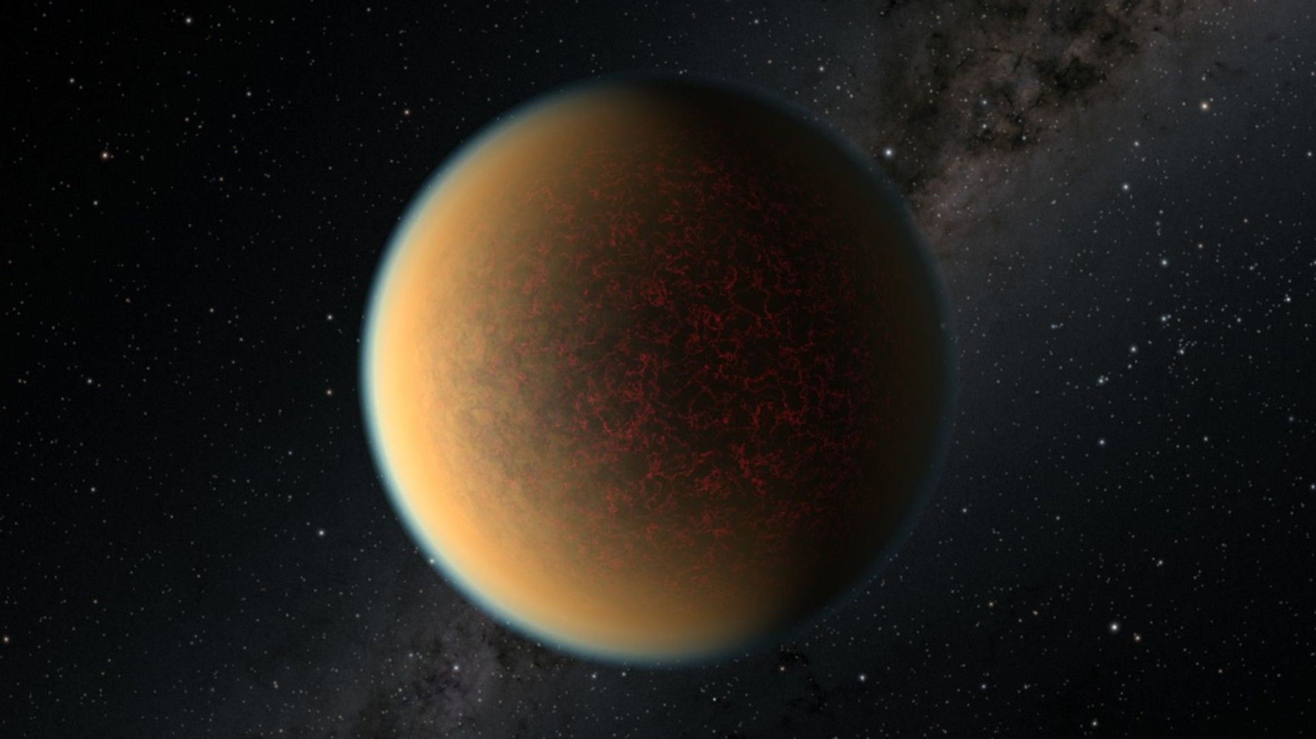 This is an artist's impression of the Earth-sized, rocky exoplanet GJ 1132 b, located 41 light-years away around a red dwarf star. Scientists using NASA's Hubble Space Telescope have found evidence this planet may have lost its original atmosphere but gained a second one that contains a toxic mix of hydrogen, methane and hydrogen cyanide. This is an artist's impression of the Earth-sized, rocky exoplanet GJ 1132 b, located 41 light-years away around a red dwarf star. Scientists using NASA's Hubble Space Telescope have found evidence this planet may have lost its original atmosphere but gained a second one that contains a toxic mix of hydrogen, methane and hydrogen cyanide. - Sputnik International, 1920, 07.09.2021