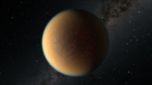 This is an artist's impression of the Earth-sized, rocky exoplanet GJ 1132 b, located 41 light-years away around a red dwarf star. Scientists using NASA's Hubble Space Telescope have found evidence this planet may have lost its original atmosphere but gained a second one that contains a toxic mix of hydrogen, methane and hydrogen cyanide. - Sputnik International