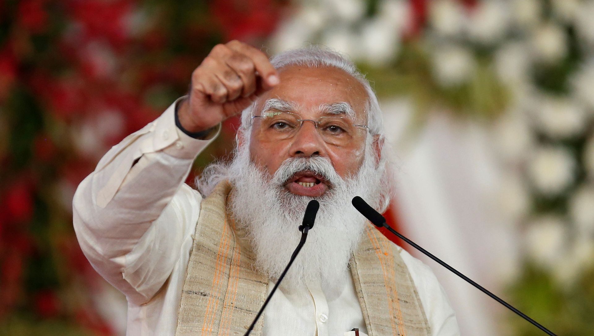 India's Prime Minister Narendra Modi addresses a gathering before flagging off the Dandi March, or Salt March, to celebrate the 75th anniversary of India's Independence, in Ahmedabad, India, March 12, 2021 India's Prime Minister Narendra Modi addresses a gathering before flagging off the Dandi March, or Salt March, to celebrate the 75th anniversary of India's Independence, in Ahmedabad, India, March 12, 2021 - Sputnik International, 1920, 02.04.2021