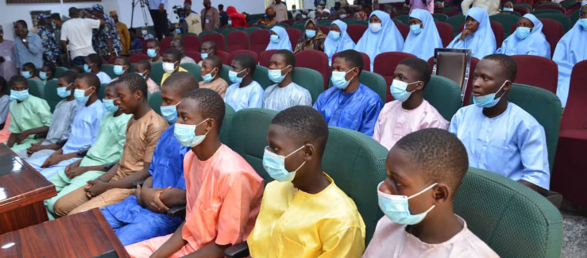 Abducted students of Government Science College Kagara sit in the state conference hall after being freed in Minna, Niger State, central Nigeria, on February 27, 2021. Abducted students of Government Science College Kagara sit in the state conference hall after being freed in Minna, Niger State, central Nigeria, on February 27, 2021. - Sputnik International, 1920, 12.03.2021