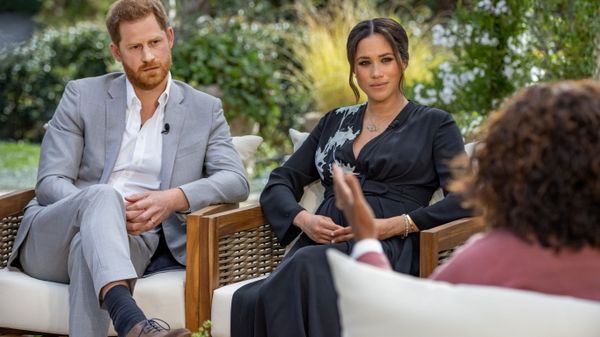 Britain's Prince Harry and Meghan, Duchess of Sussex, are interviewed by Oprah Winfrey in this undated handout photo - Sputnik International