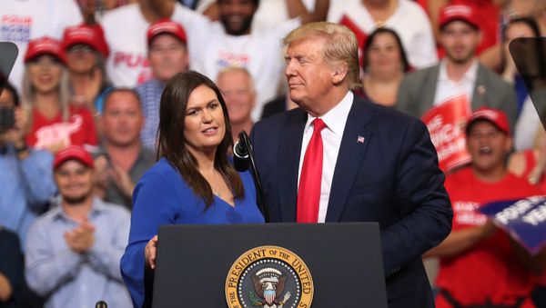 JUNE 18: U.S. President Donald Trump stands with Sarah Huckabee Sanders, who announced that she is stepping down as the White House press secretary, during his rally where he announced his candidacy for a second presidential term at the Amway Center on June 18, 2019 in Orlando, Florida JUNE 18: U.S. President Donald Trump stands with Sarah Huckabee Sanders, who announced that she is stepping down as the White House press secretary, during his rally where he announced his candidacy for a second presidential term at the Amway Center on June 18, 2019 in Orlando, Florida - Sputnik International