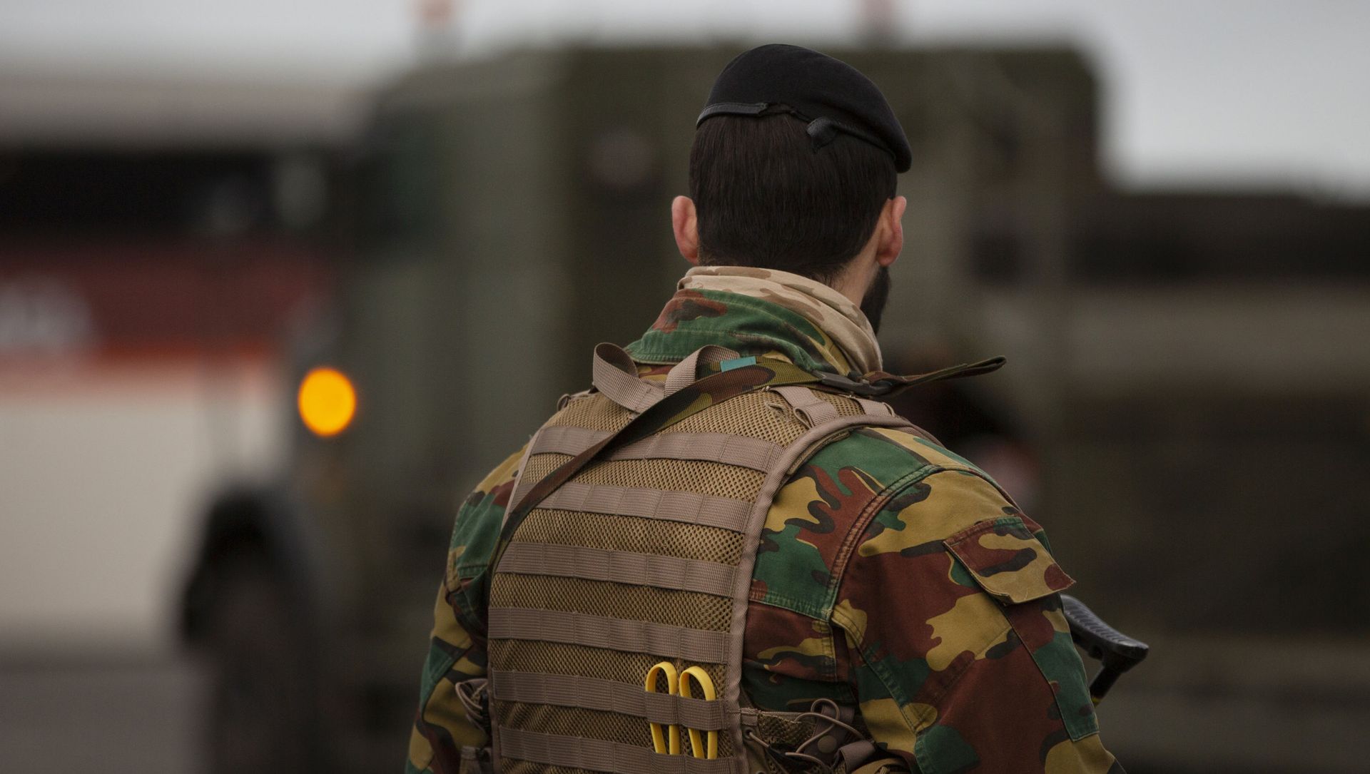 A Belgian solider patrols in a temporary military zone as vehicles arrive from a British naval vessel, taking part in U.S.-led war games, as they are unloaded at the Port of Antwerp in Antwerp, Belgium, Monday Feb. 3, 2020. A Belgian solider patrols in a temporary military zone as vehicles arrive from a British naval vessel, taking part in U.S.-led war games, as they are unloaded at the Port of Antwerp in Antwerp, Belgium, Monday Feb. 3, 2020. - Sputnik International, 1920, 15.03.2021