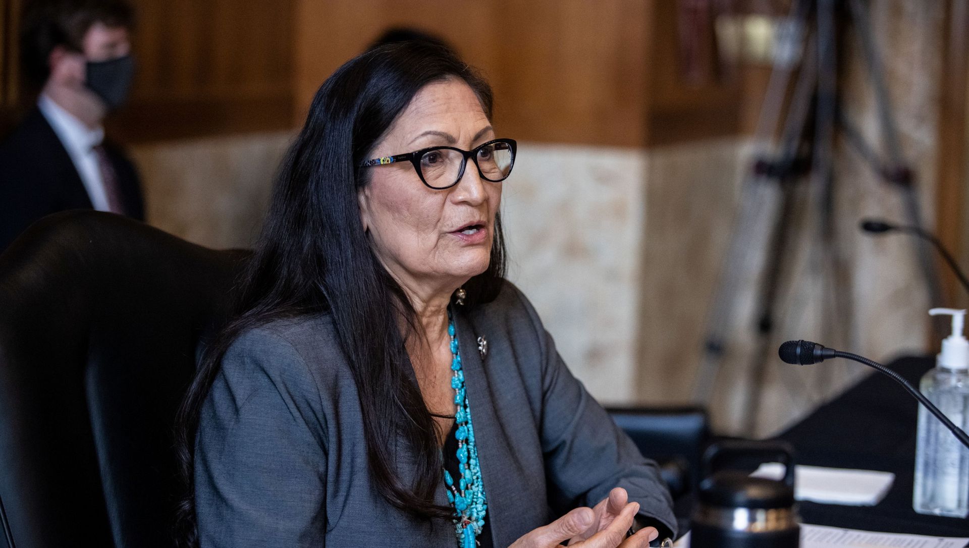 Rep. Deb Haaland, D-NM, speaks during a Senate Committee on Energy and Natural Resources hearing on her nomination to be Interior Secretary on Capitol Hill in Washington, DC, U.S. February 23, 2021 Rep. Deb Haaland, D-NM, speaks during a Senate Committee on Energy and Natural Resources hearing on her nomination to be Interior Secretary on Capitol Hill in Washington, DC, U.S. February 23, 2021 - Sputnik International, 1920, 15.03.2021