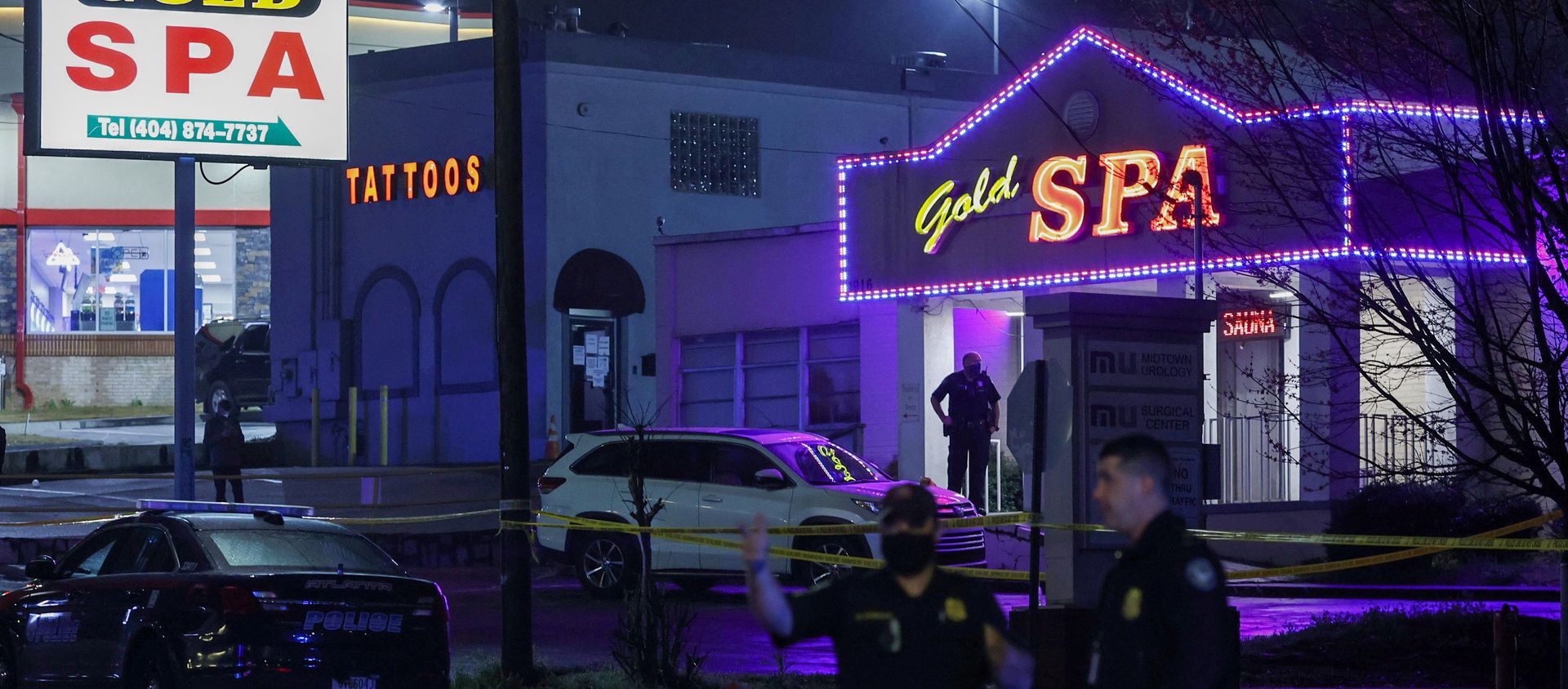 City of Atlanta police officers are seen outside of Gold Spa after deadly shootings at a massage parlor and two day spas in the Atlanta area, in Atlanta, Georgia, U.S. March 16, 2021. REUTERS/Chris Aluka Berry City of Atlanta police officers are seen outside of Gold Spa after deadly shootings at a massage parlor and two day spas in the Atlanta area, in Atlanta, Georgia, U.S. March 16, 2021. REUTERS/Chris Aluka Berry - Sputnik International, 1920, 17.03.2021