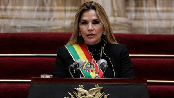 Bolivia's interim President Jeanine Anez speaks during a ceremony marking the 195th anniversary of the Bolivia foundation at the presidential palace, amid the coronavirus disease (COVID-19) outbreak, in La Paz, Bolivia, August 6, 2020. Bolivia's interim President Jeanine Anez speaks during a ceremony marking the 195th anniversary of the Bolivia foundation at the presidential palace, amid the coronavirus disease (COVID-19) outbreak, in La Paz, Bolivia, August 6, 2020. - Sputnik International