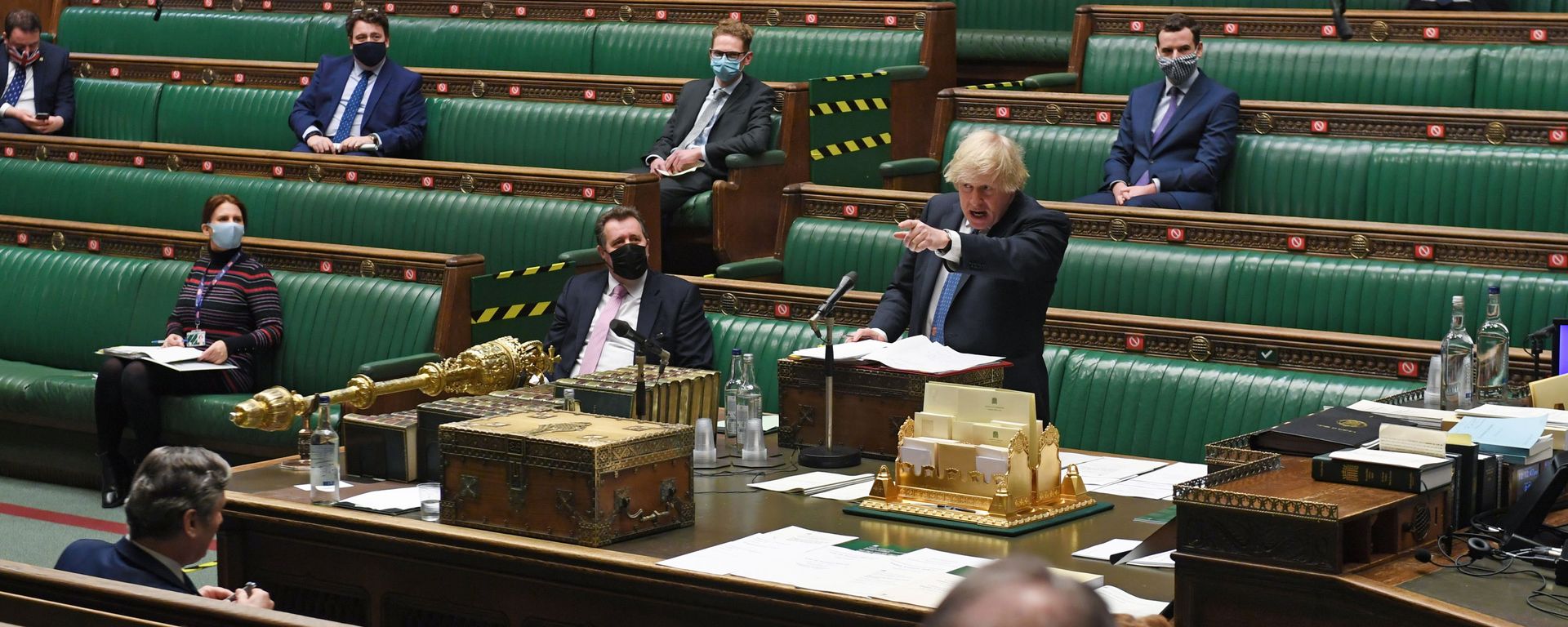 Britain's Prime Minister Boris Johnson points during the weekly question time debate at the House of Commons in London, Britain March 10, 2021 Britain's Prime Minister Boris Johnson points during the weekly question time debate at the House of Commons in London, Britain March 10, 2021 - Sputnik International, 1920, 08.11.2021