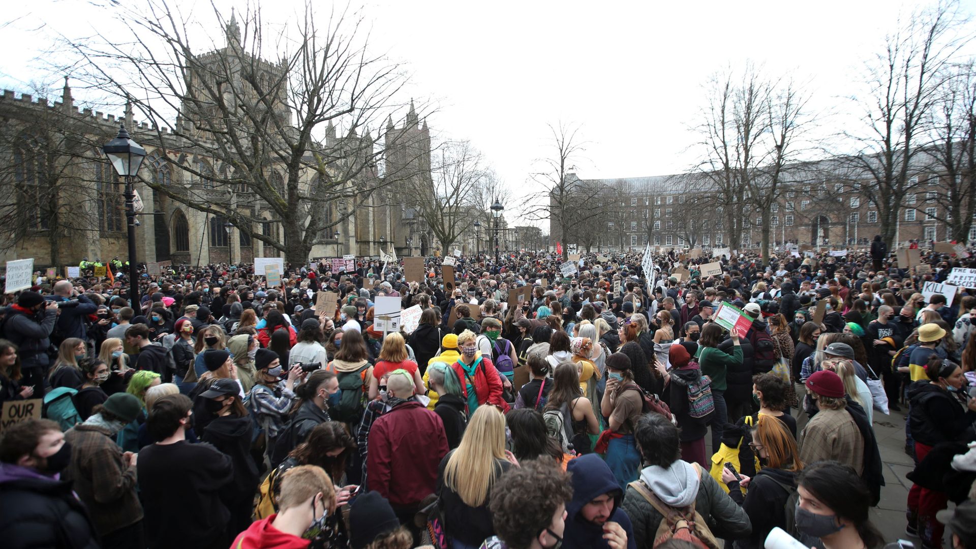 Demonstrators take part in a protest against a new proposed policing bill, in Bristol, Britain, 21 March 2021. Demonstrators take part in a protest against a new proposed policing bill, in Bristol, Britain, 21 March 2021. - Sputnik International, 1920, 24.03.2021