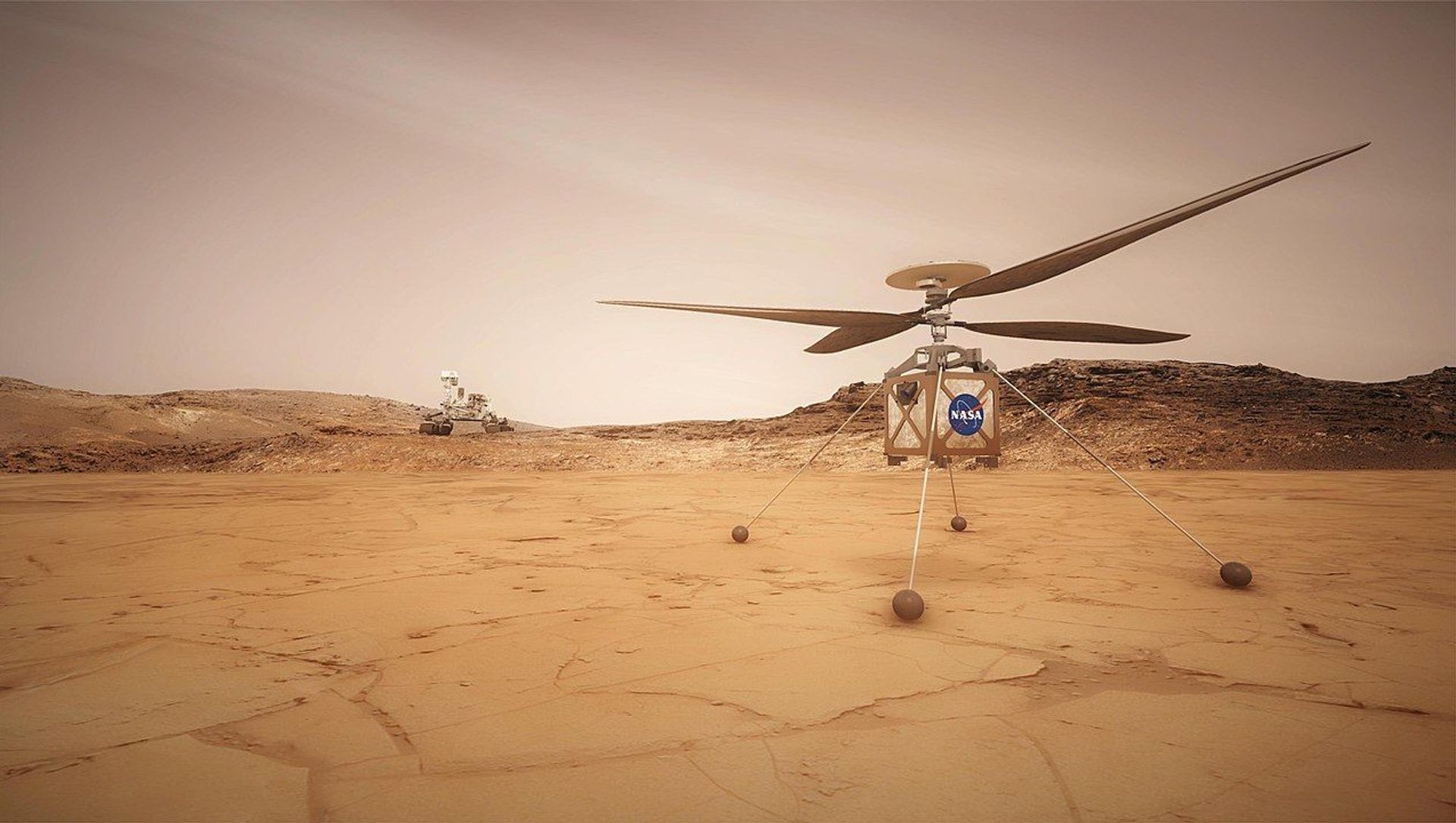 An artist's impression of the Mars Helicopter. An artist's impression of the Mars Helicopter. - Sputnik International, 1920, 23.03.2021