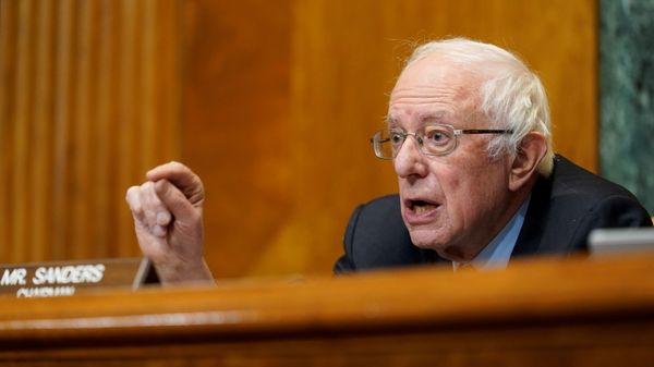 Senate Budget Committee Chairman Sen. Bernie Sanders, I-Vt., speaks during a hearing examining wages at large profitable corporations on Capitol Hill in Washington, U.S. February 25, 2021 - Sputnik International