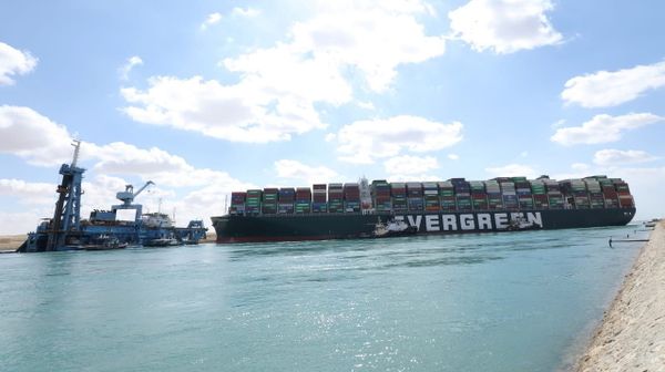Stranded container ship Ever Given, one of the world's largest container ships, is seen after it ran aground, in Suez Canal, Egypt March 26, 2021. Suez Canal Authority/Handout via REUTERS  - Sputnik International