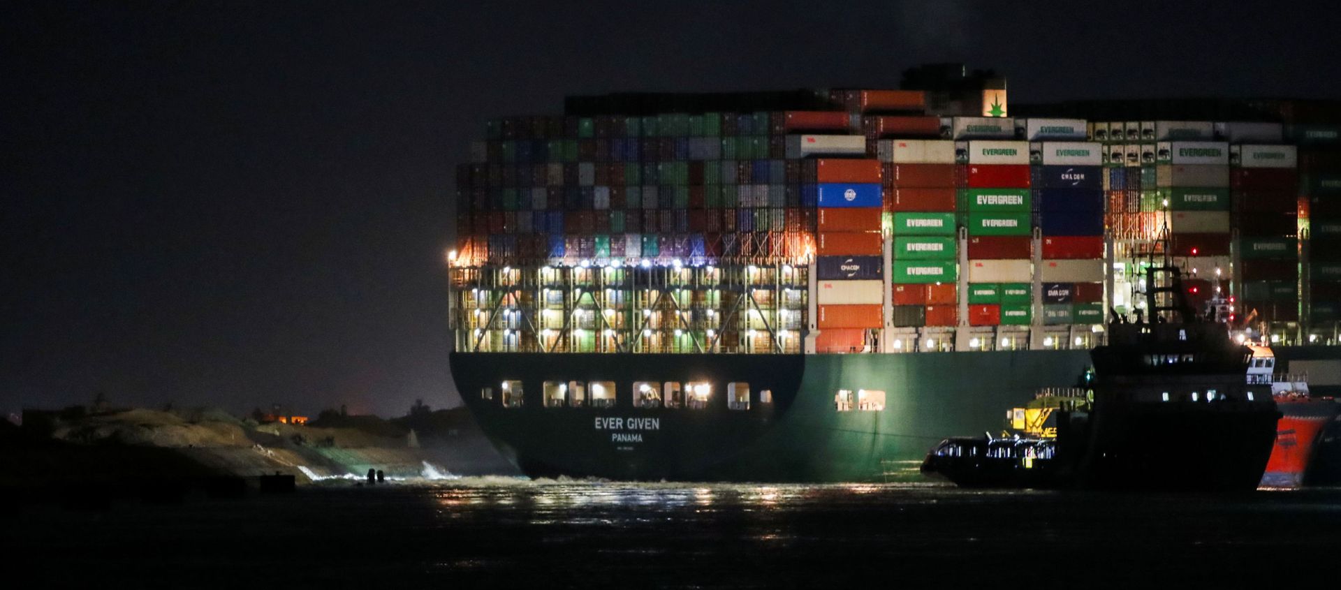 A view shows the stranded container ship Ever Given, one of the world's largest container ships, after it ran aground, in Suez Canal, Egypt March 27, 2021. - Sputnik International, 1920, 27.03.2021