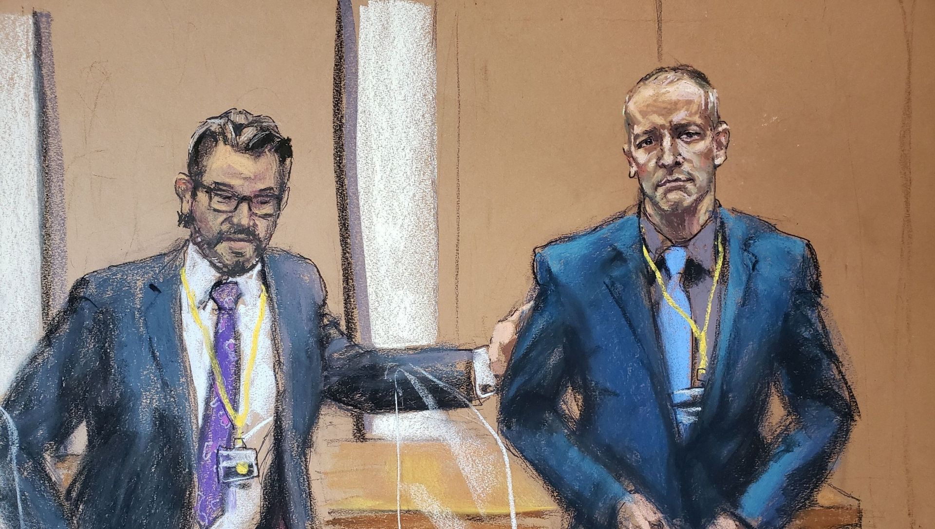 Defence attorney Eric Nelson introduces Derek Chauvin, the former Minneapolis police officer facing murder charges in the death of George Floyd, to potential jurors during jury selection in his trial in Minneapolis, Minnesota, U.S., March 15, 2021 in this courtroom sketch from a video feed of the proceedings. Defence attorney Eric Nelson introduces Derek Chauvin, the former Minneapolis police officer facing murder charges in the death of George Floyd, to potential jurors during jury selection in his trial in Minneapolis, Minnesota, U.S., March 15, 2021 in this courtroom sketch from a video feed of the proceedings. - Sputnik International, 1920, 19.04.2021