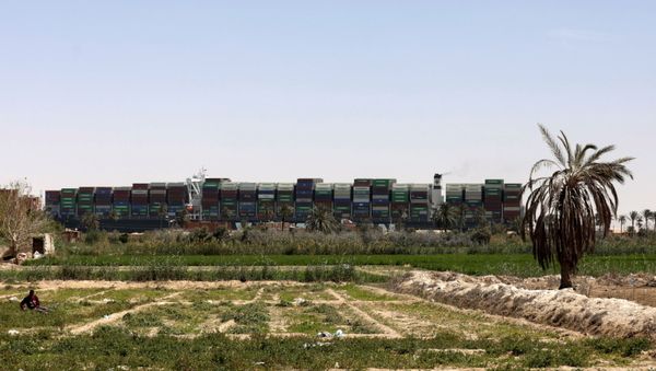 A view shows the ship Ever Given, one of the world's largest container ships, after it was partially refloated, in Suez Canal, Egypt March 29, 2021. - Sputnik International