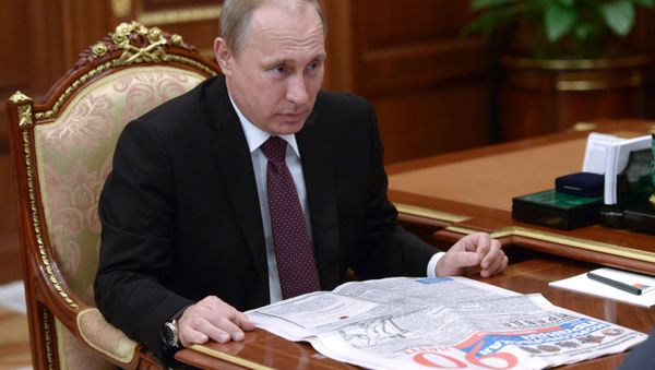  President Vladimir Putin during his meeting with Komsomolskaya Pravda Editor-in-Chief Vladimir Sungorkin in the Kremlin - Sputnik International