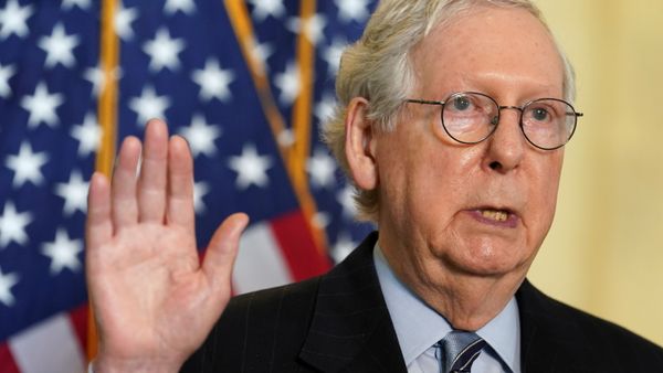 Senate Minority Leader Mitch McConnell speaks to reporters after the Senate Republican lunch on Capitol Hill in Washington, U.S., March 23, 2021. REUTERS/Kevin Lamarque - Sputnik International