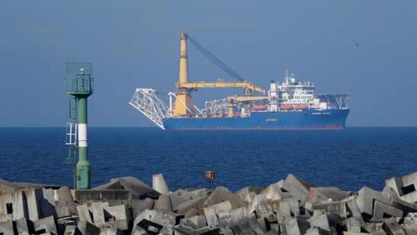 Pipe-laying vessel Akademik Cherskiy owned by Gazprom, is seen in a bay near the Baltic Sea port of Baltiysk, Kaliningrad region, Russia May 3, 2020. - Sputnik International