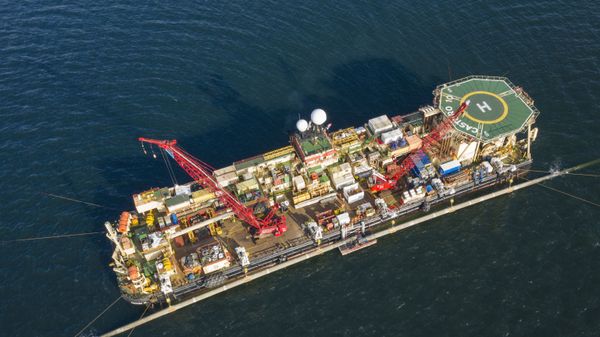 Pipe-laying vessel Castoro 10 joins two sections of the Nord Stream 2 gas pipeline in Greifswald Bay, 11 August 2019. Nord Stream 2 / Axel Schmidt - Sputnik International