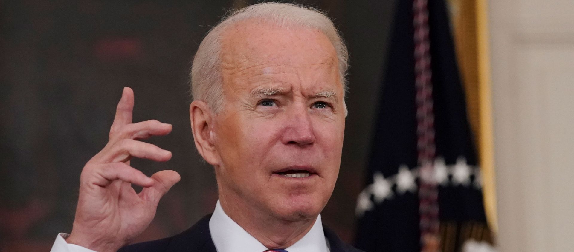 U.S. President Joe Biden delivers remarks on the Department of Labor's March jobs report from the State Dining Room at the White House in Washington, D.C., U.S., April 2, 2021. REUTERS/Erin Scott U.S. President Joe Biden delivers remarks on the Department of Labor's March jobs report from the State Dining Room at the White House in Washington, D.C., U.S., April 2, 2021. REUTERS/Erin Scott - Sputnik International, 1920, 02.04.2021