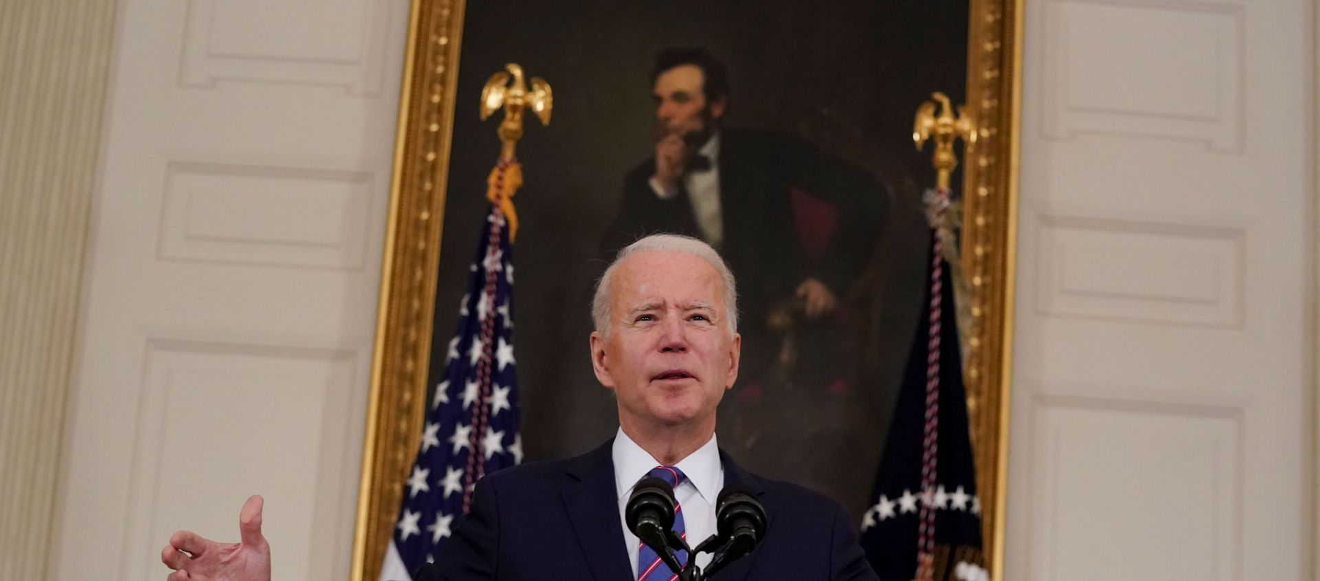 U.S. President Joe Biden delivers remarks on the Department of Labor's March jobs report from the State Dining Room at the White House in Washington, D.C., U.S., April 2, 2021. U.S. President Joe Biden delivers remarks on the Department of Labor's March jobs report from the State Dining Room at the White House in Washington, D.C., U.S., April 2, 2021. - Sputnik International, 1920, 02.04.2021
