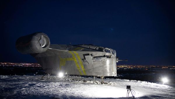 A view shows a replica of the Razor Crest gunship from the Mandalorian Disney+ TV series, built by science fiction fans in Yakutsk, Russia March 10, 2021. - Sputnik International