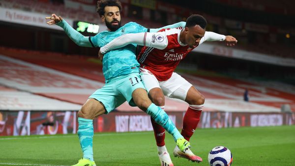Soccer Football - Premier League - Arsenal v Liverpool  - Emirates Stadium, London, Britain - April 3, 2021 Liverpool's Mohamed Salah in action with Arsenal's Gabriel Magalhaes - Sputnik International