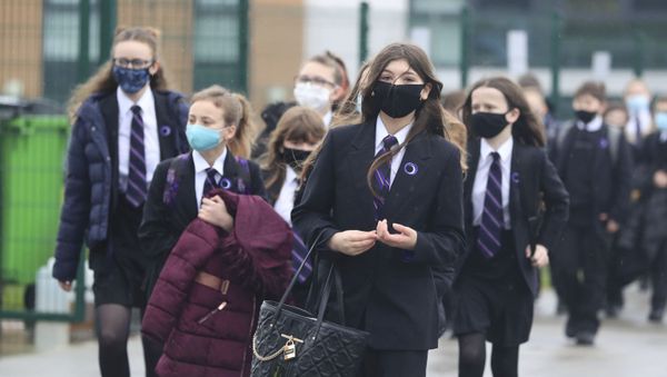 Pupils arrive at Outwood Academy in Woodlands, Doncaster, England, Monday March 8, 2021. Pupils arrive at Outwood Academy in Woodlands, Doncaster, England, Monday March 8, 2021. - Sputnik International